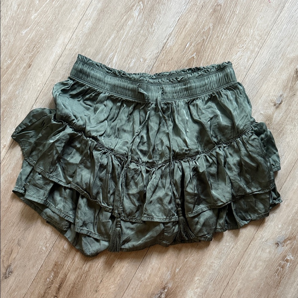 Aerie Green Ruffled Mini Skirt